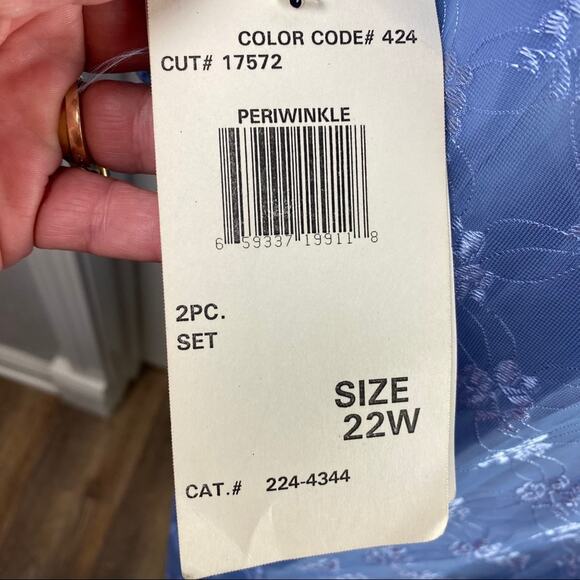 Vintage 80's Onyx Nite Nightgown Robe Set Periwinkle Sz 22W New Old Stock - Picture 3 of 5